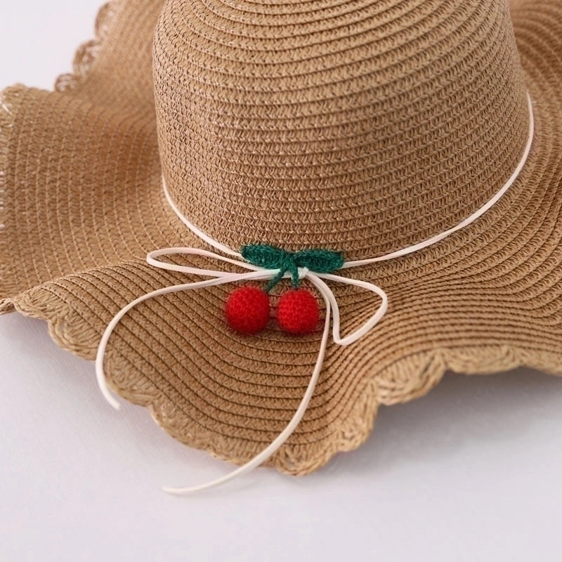 Women's Streetwear Cherry Ruffles Straw Hat