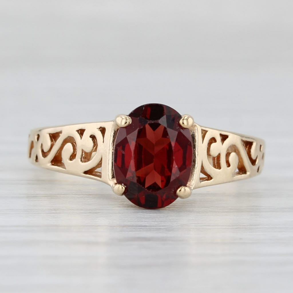 1.38ct Oval Garnet Solitaire Ring 10k Yellow Gold Size 6.5