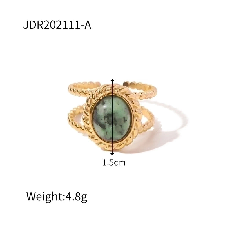 Fashion Geometric 304 Stainless Steel Artificial Gemstones Irregular Rings