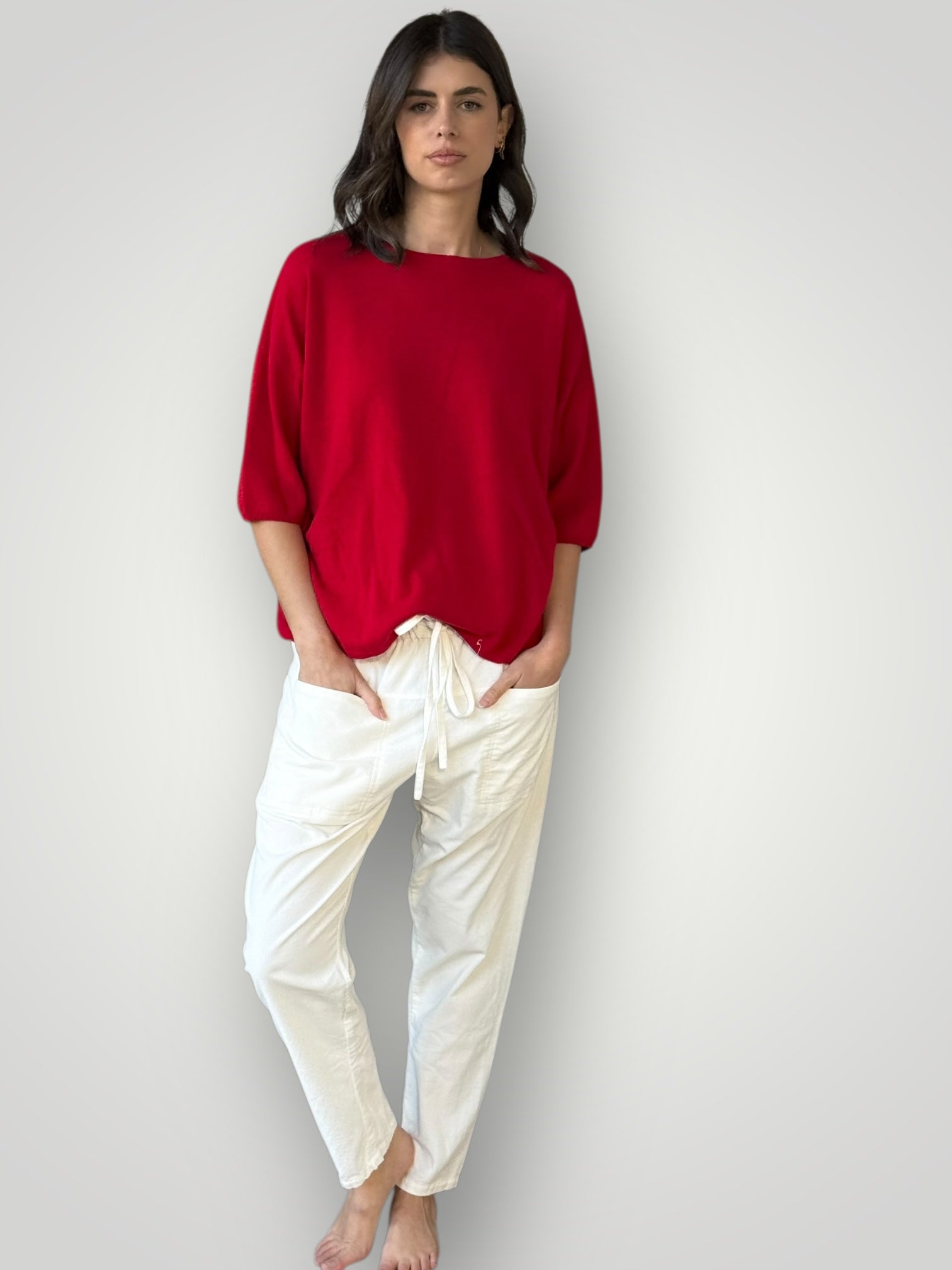 cashmere top-winter red