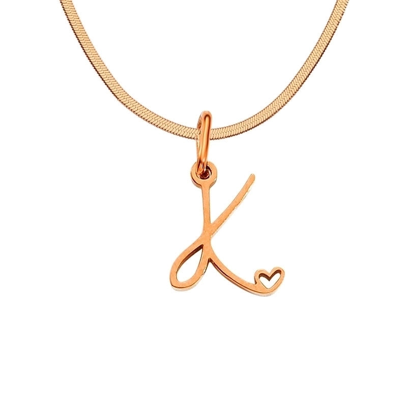 Stainless Steel Titanium Steel 14K Gold Plated Minimalist Plating Letter Heart Shape Pendant Necklace