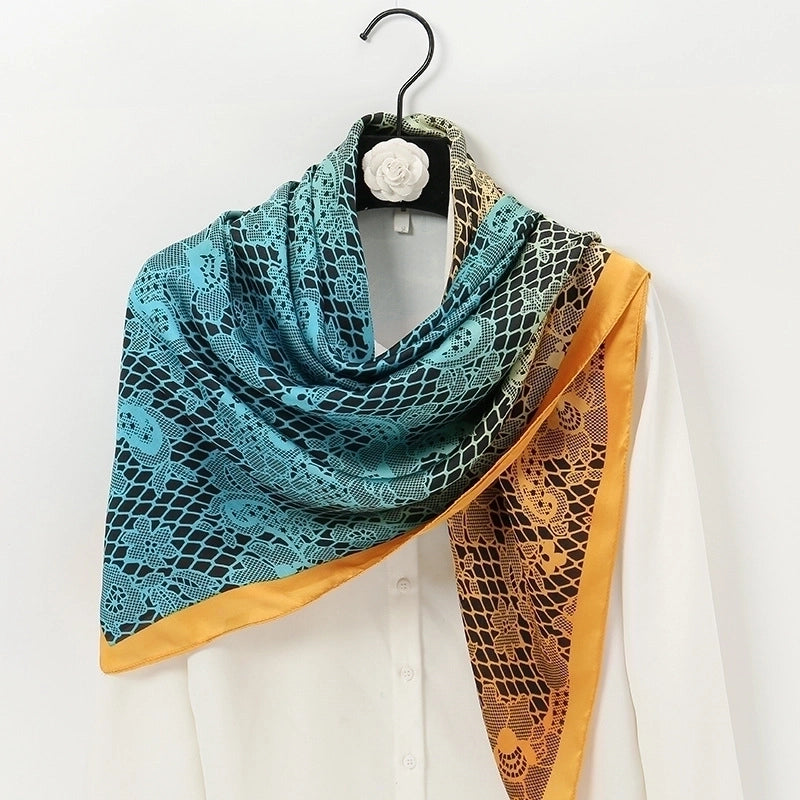 Women's Ethnic Style Sweet Color Block Satin Printing Scarf