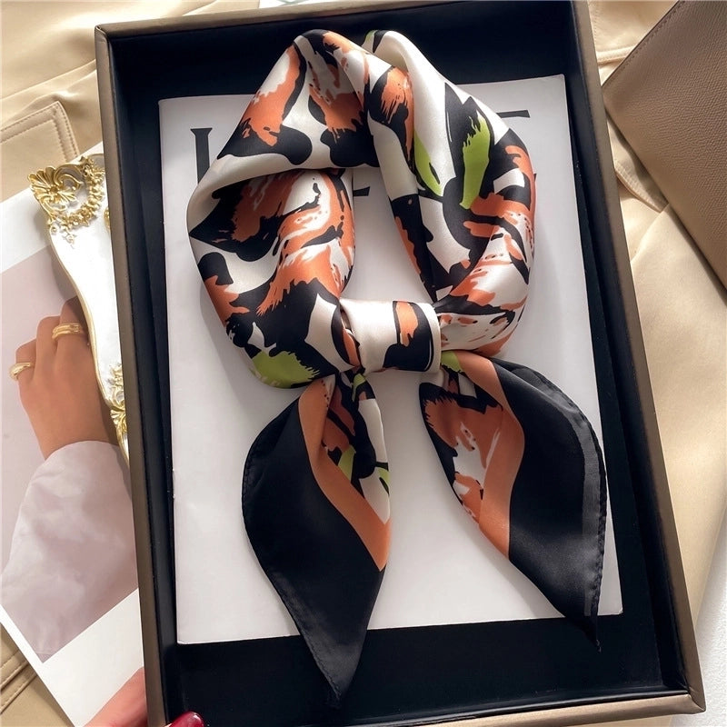 Women's Elegant Minimalist Color Block Polyester Printing Silk Scarf