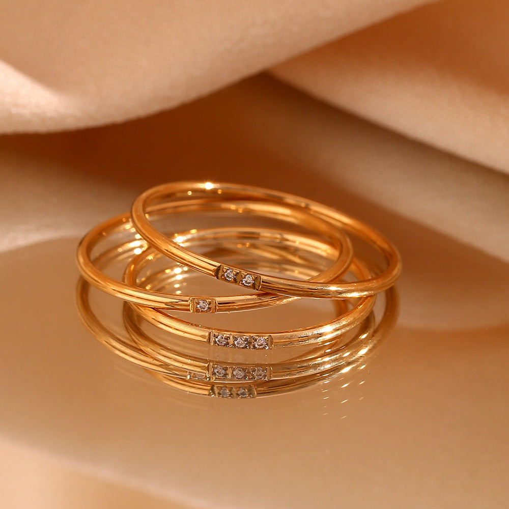 Minimalist Women Circle Geometric Stainless Steel 18K Gold Plated Rings