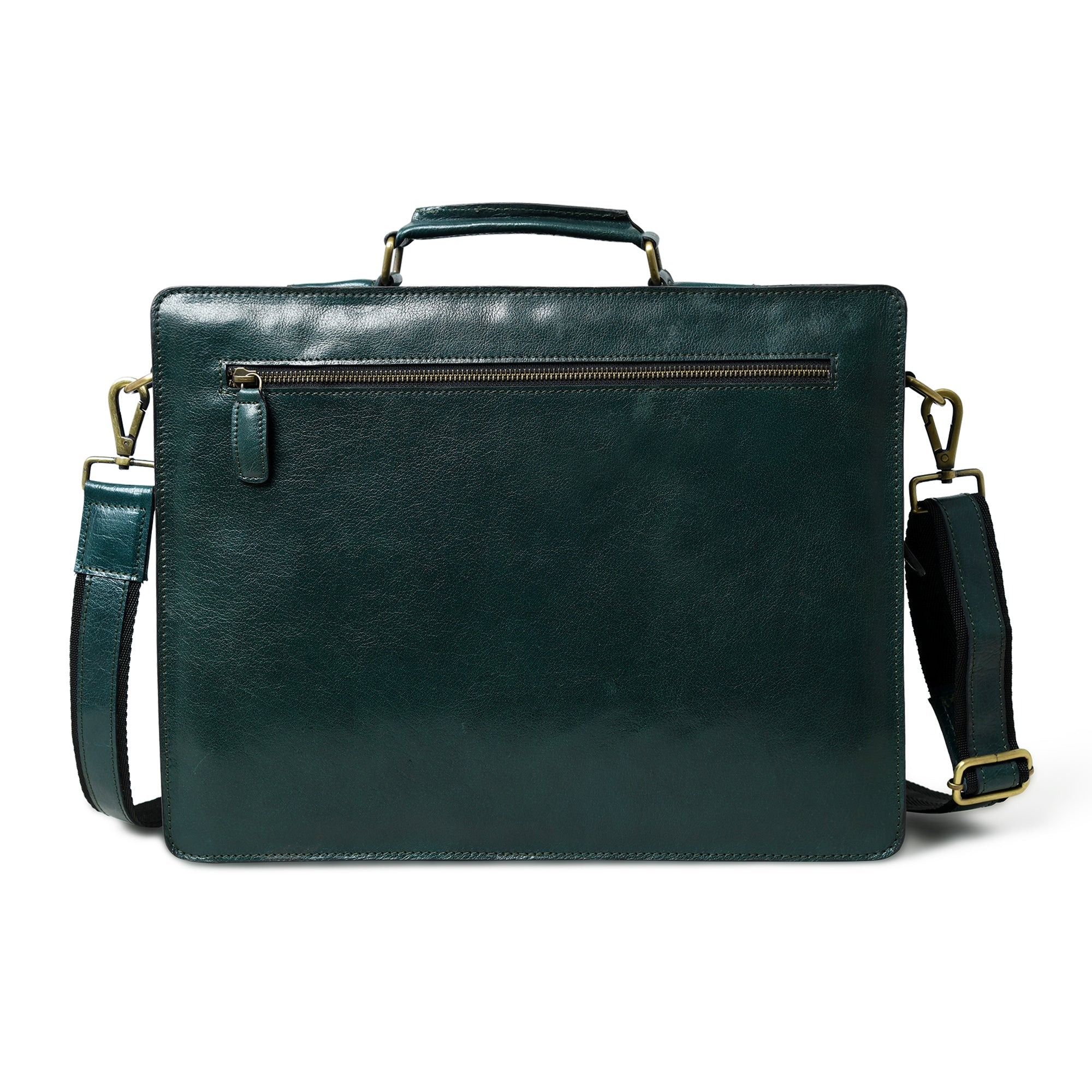 Tuscany Italian Leather Briefcase. Green