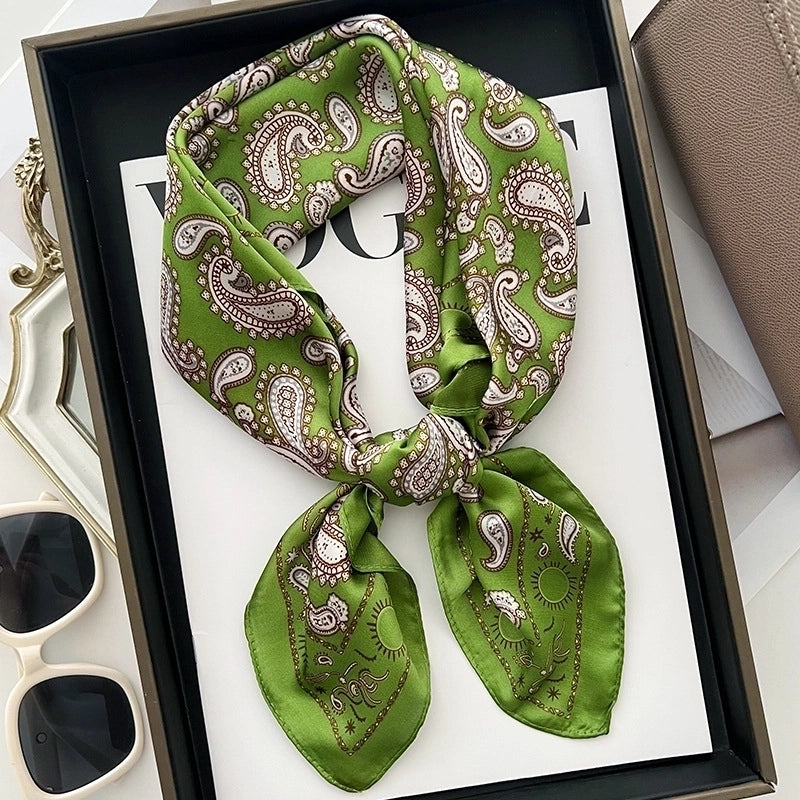 Women's Vintage Style Color Block Polyester Silk Scarf