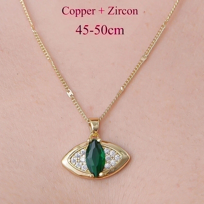 Minimalist Devil's Eye Cherry Heart Shape Stainless Steel Titanium Steel Polishing Plating Inlay Zircon Pendant Necklace