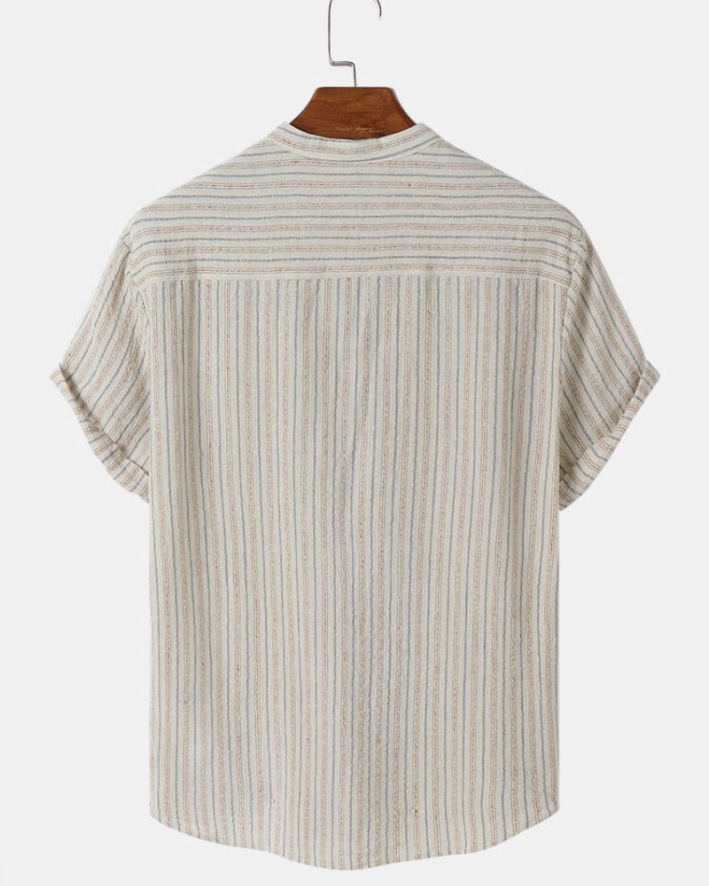 Ancient Art Stripe Print Cotton Shirt