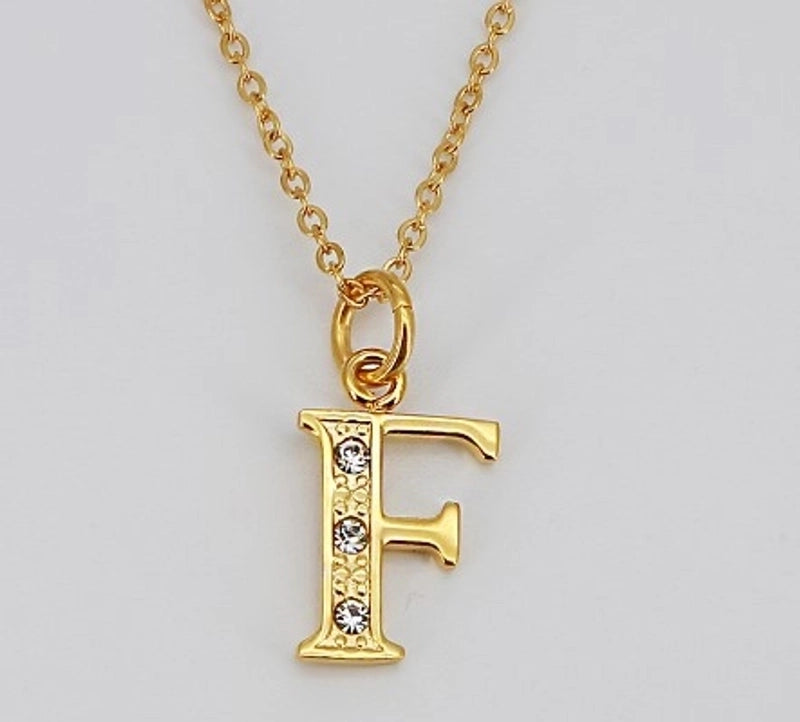 Minimalist Letter 304 Stainless Steel Rhinestones Inlay Stainless Steel Necklaces