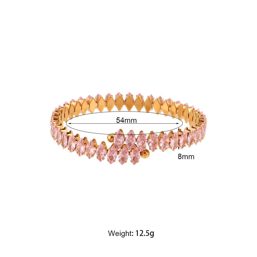 Fashion Ellipse Stainless Steel 18K Gold Plated Bangles