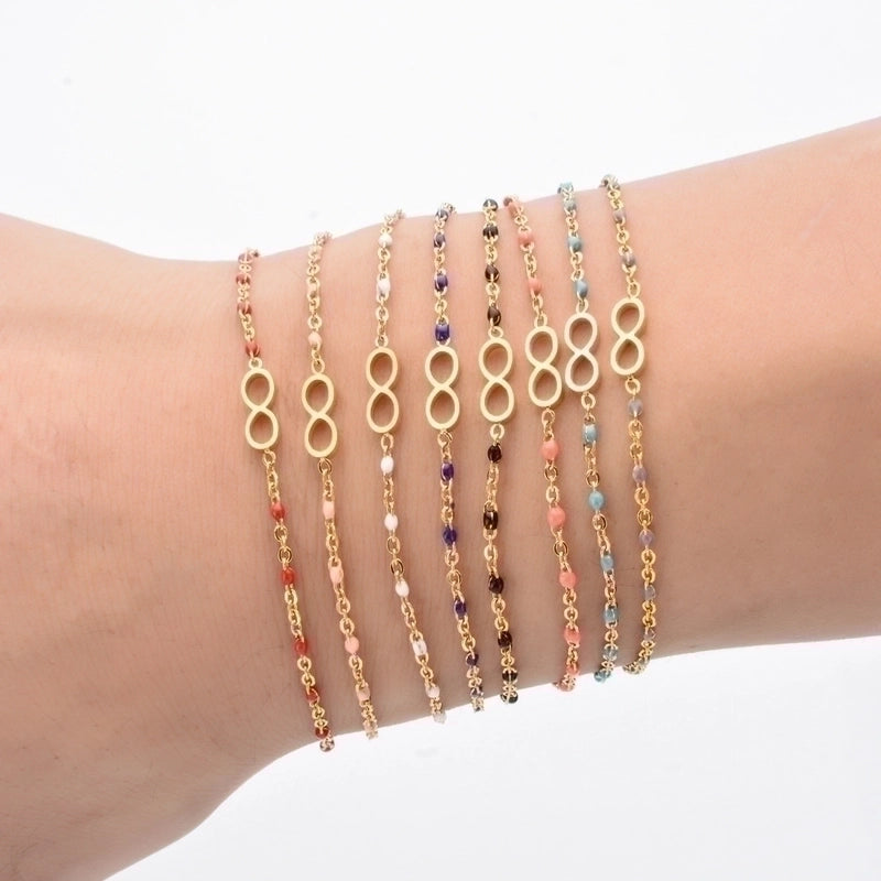 Minimalist Commute Infinity Stainless Steel Enamel Plating Bracelets