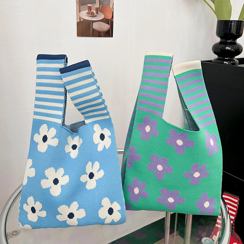 Women's Medium Polyester Flower Basic Vintage Style Square Open Shopping Bags