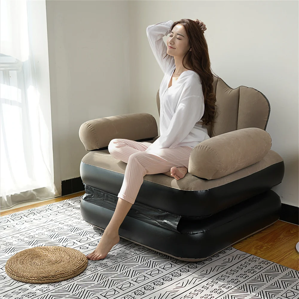 INFLATABLE BEAN BAG SOFA OUTDOOR FOLDABLE MATTRESS RECLINER FOOTSTOOL CHAIR
