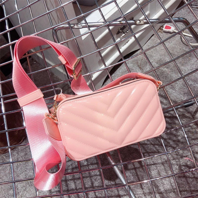 Women's Medium All Seasons Pvc Polyester Stripe Solid Color Fashion Square Zipper Square Bag