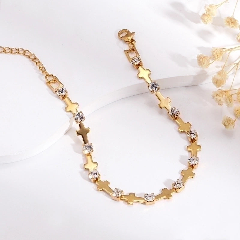 Casual Minimalist Geometric 201 Stainless Steel 18K Gold Plated Bracelets In Bulk