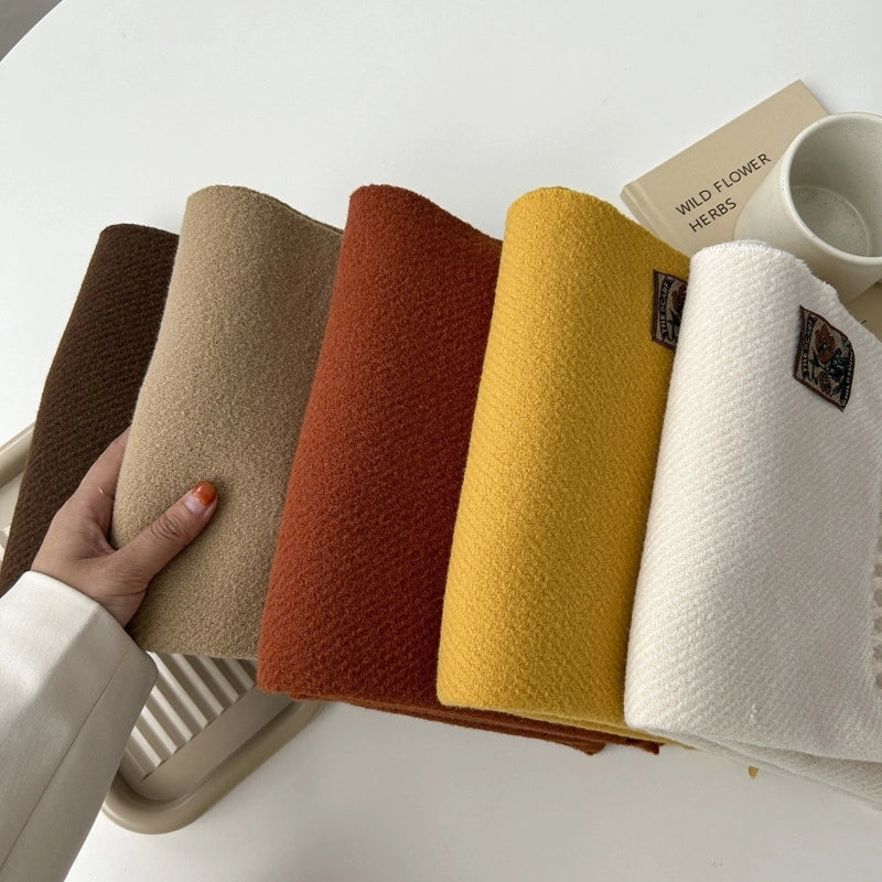 Women's Minimalist Solid Color Imitation Cashmere Tassel Scarf