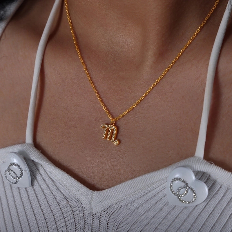 Minimalist Constellation Titanium Steel Zircon 18K Gold Plated Plating Inlay Pendant Necklace