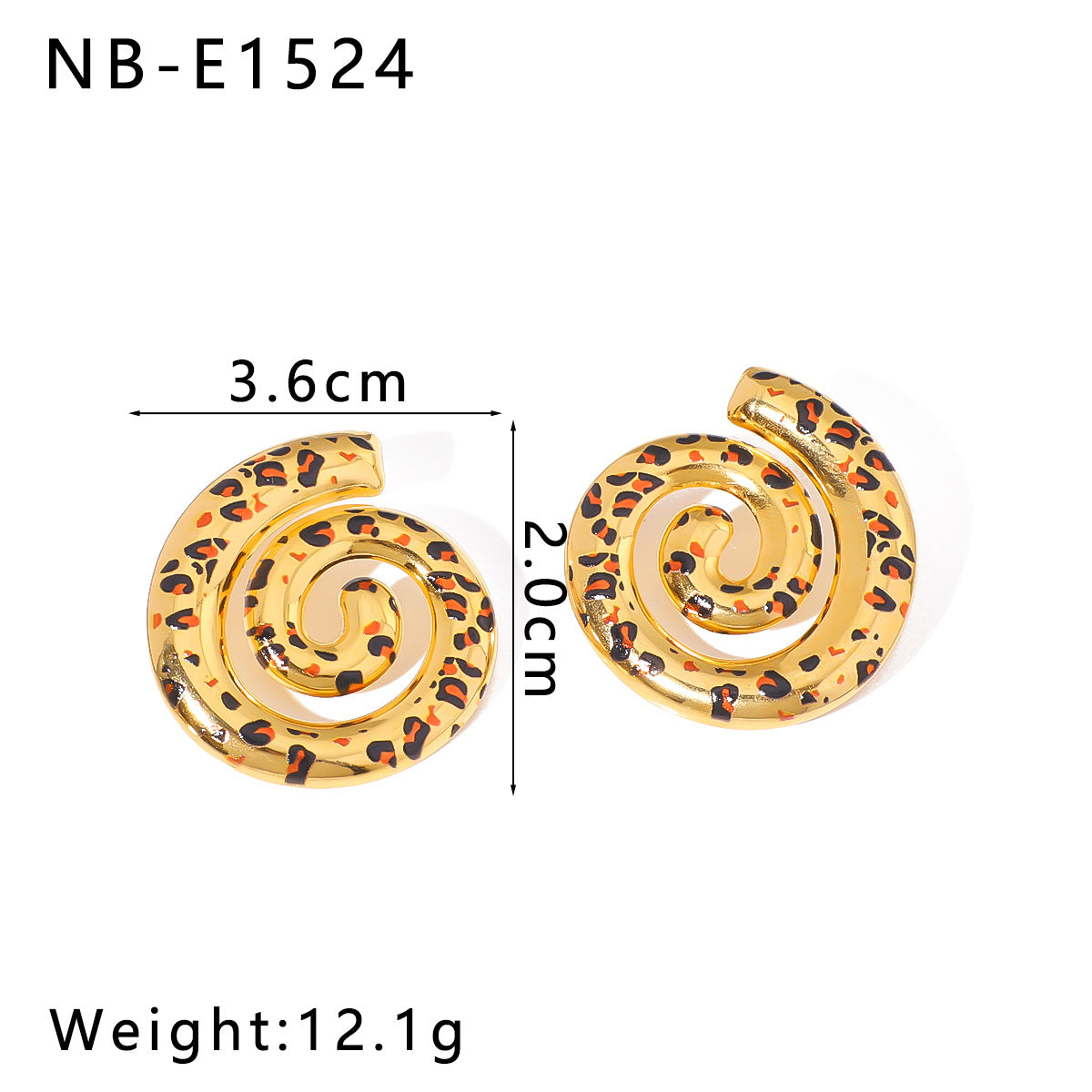 Ins Style Stainless Steel Texture Leopard Earrings Plated With 18K Gold And Diamond Retro Earrings Niche Female