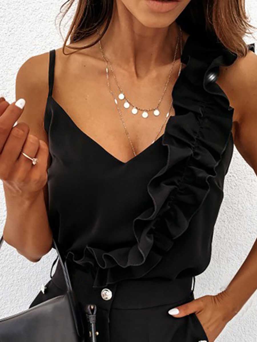 Sexy Temperament Backless Ruffle Camisole Top