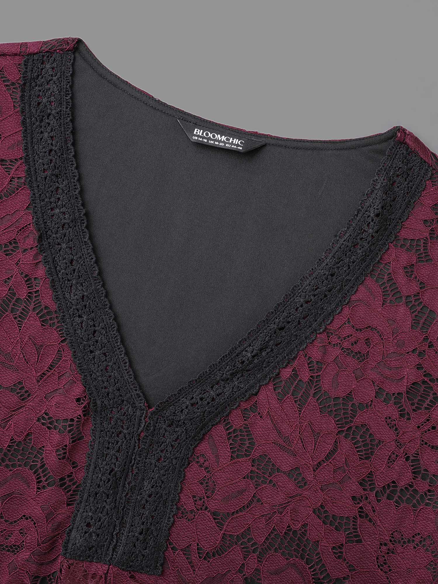 Sheer Lace Sleeve Pleated Slim-Fit Blouse