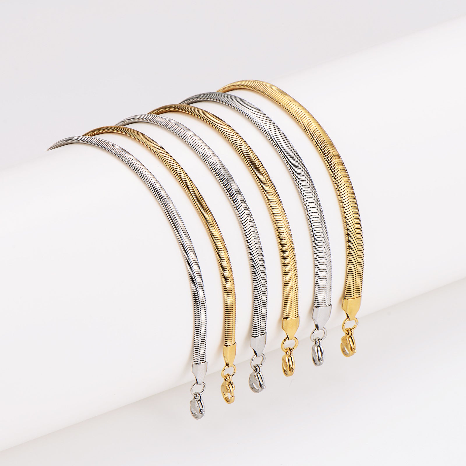Aml Stainless Steel Snake Bone Chain Bracelet Sweater Trend Niche Simple Cold Flat Snake Chain Hip Hop