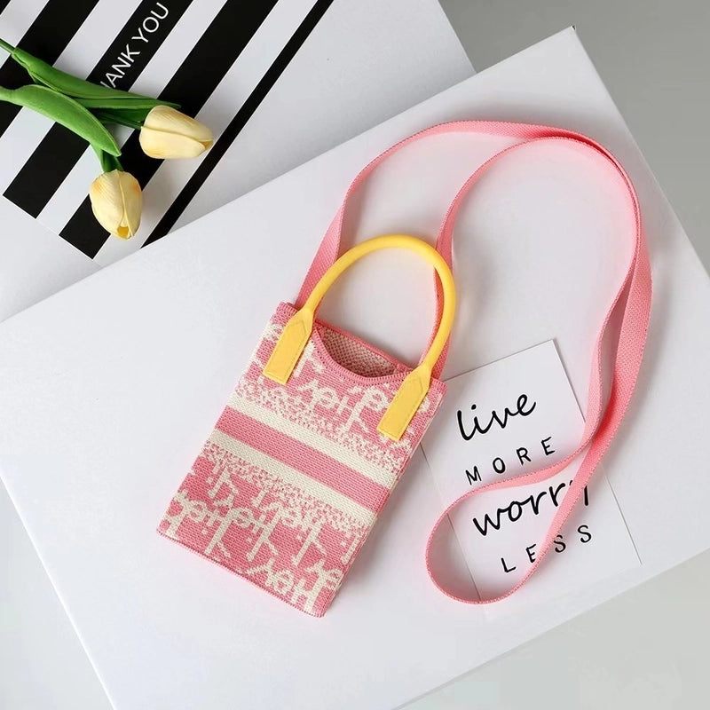 Women's Small Cotton Geometric Cute Square Open Square Bag
