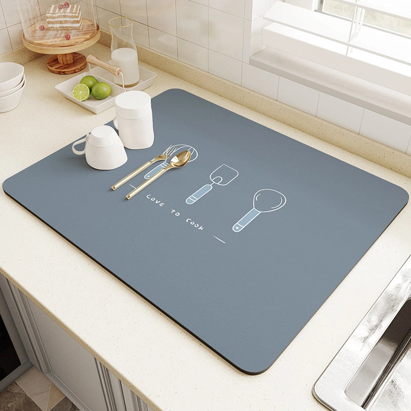 Cartoon Kitchen Table Diatom Mud Absorbent Mat Protective Desktop Tableware Anti-scald Insulation Mat Wear-resistant Kitchen Draining Mat