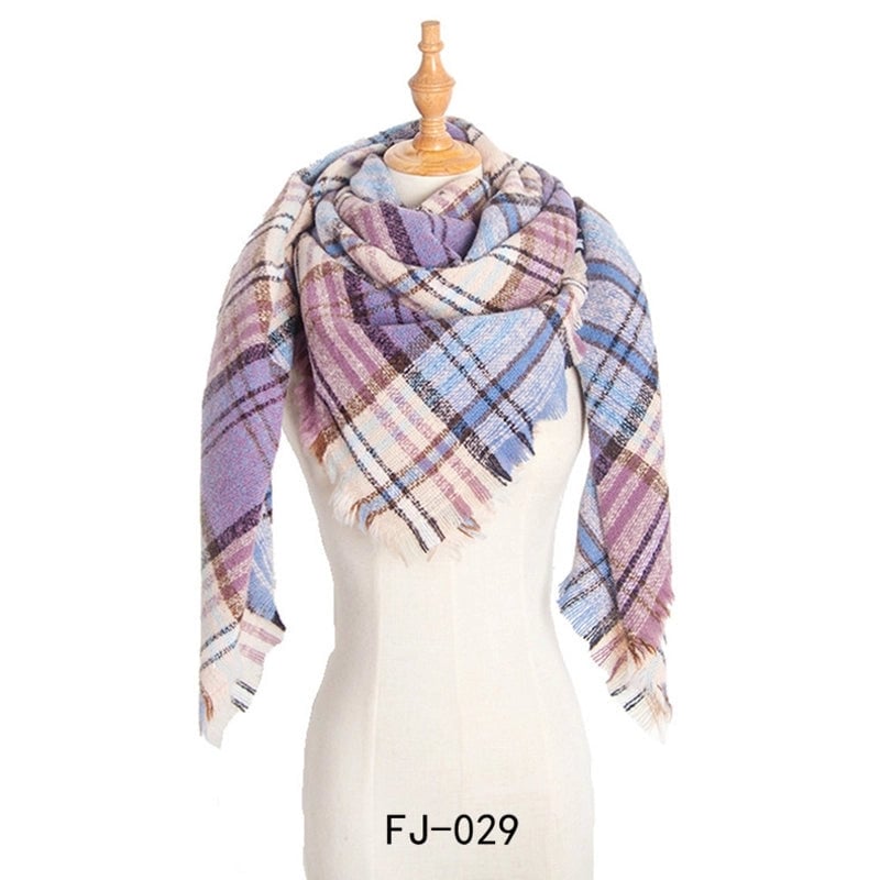 Autumn And Winter New Ring Yarn Thickened Double-sided Lattice Prick Scarf Scarf Women's Scarf Shawl Manufacturers
