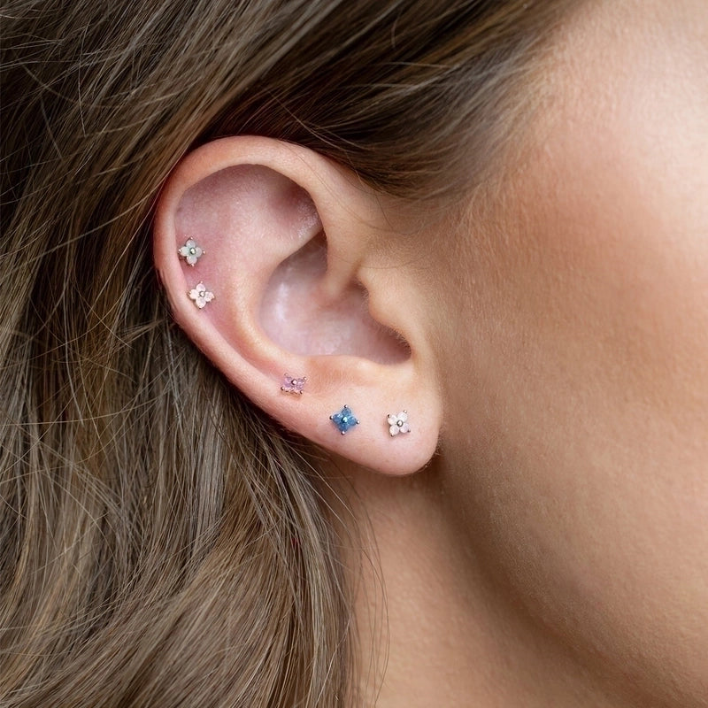 Ear Cartilage Rings & Studs Flower Brass Gem