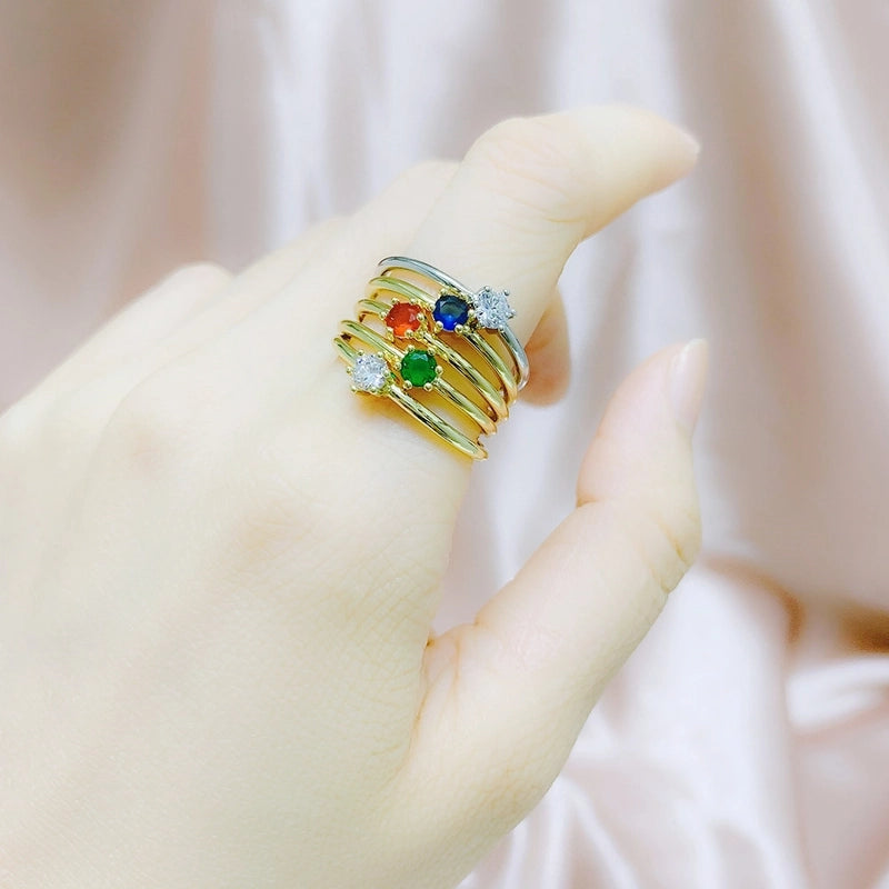 Glam Geometric Copper Gold Plated Zircon Rings
