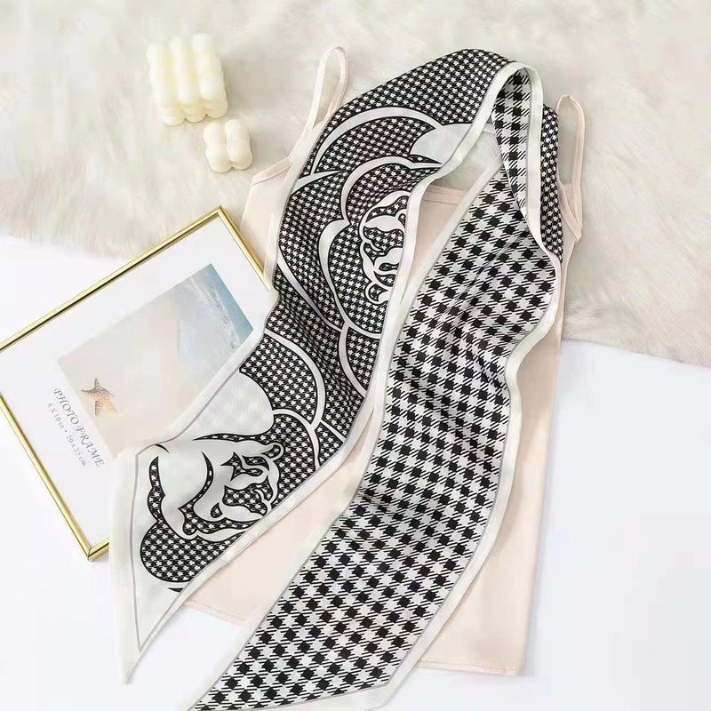 Women's Minimalist Color Block Polyester Printing Silk Scarf