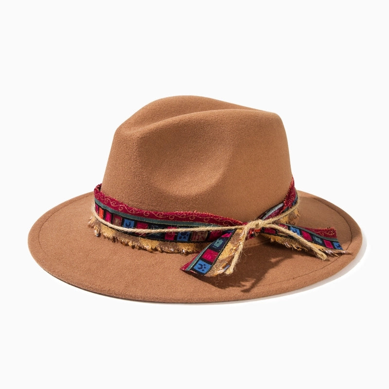 Unisex Casual Elegant Solid Color Flat Eaves Fedora Hat