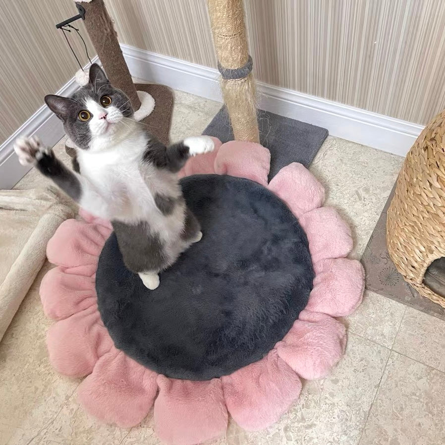 Warm Padded Flower Dog Cat Bed