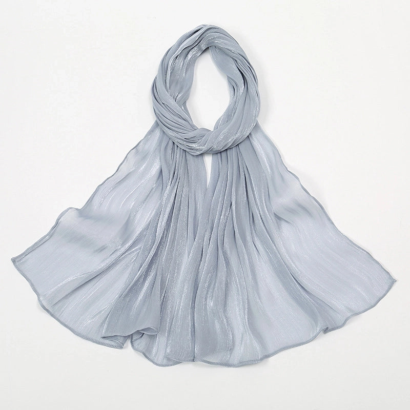 Women's Minimalist Solid Color Island Wrinkle Scarf Kerchief