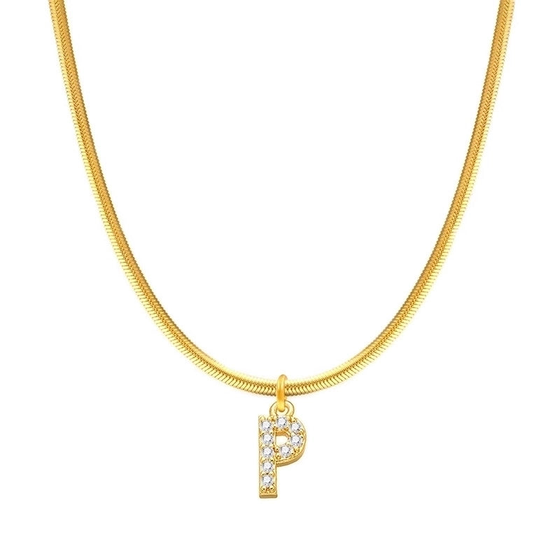 304 Stainless Steel Copper Retro Classic Style Inlay Letter Zircon Pendant Necklace