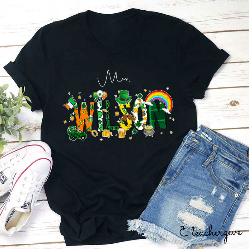 Personalized Name St Patrick's Day Teacher T-Shirt