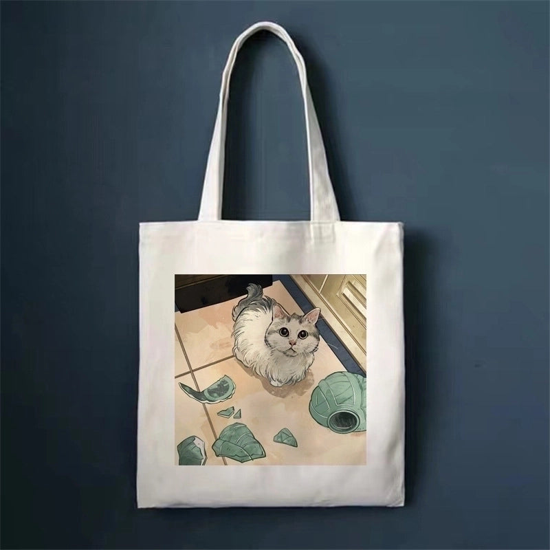 Women's Minimalist Cat Shopping Bags