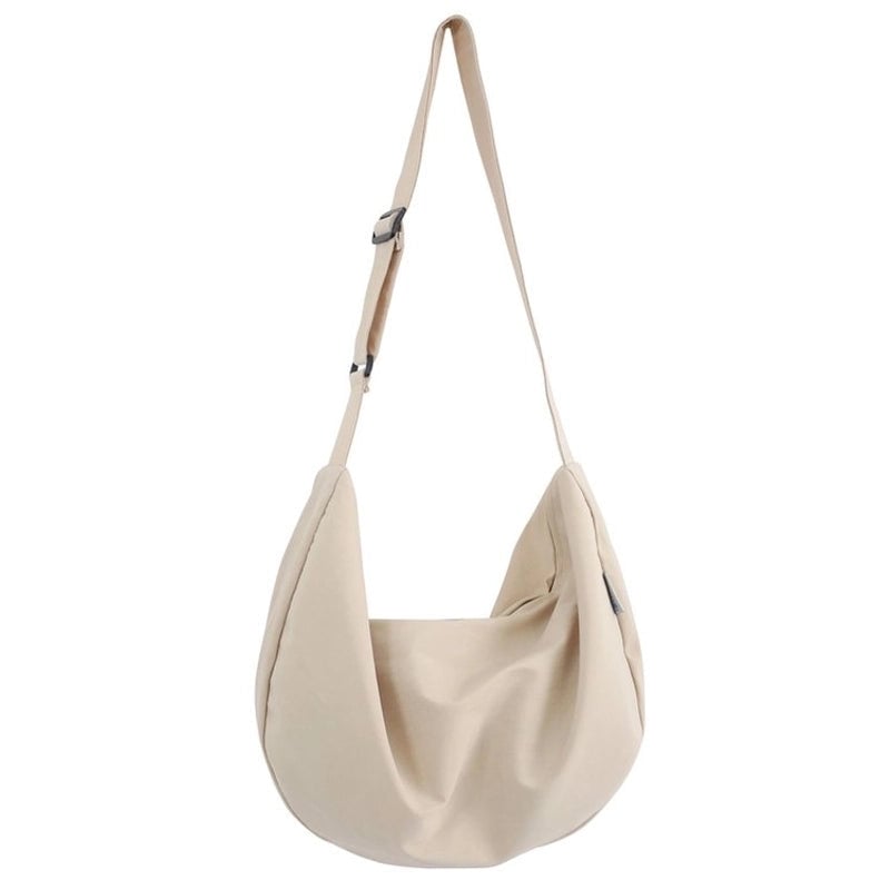 Women's Nylon Oxford Cloth Solid Color Basic Dumpling Shape Zipper Crossbody Bag