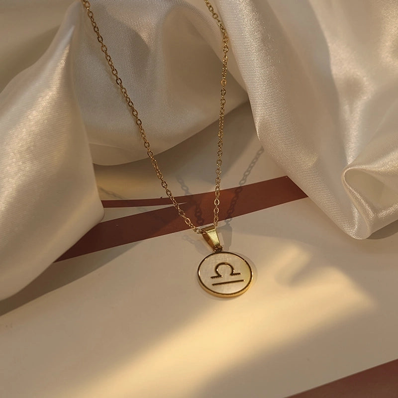 Stainless Steel 18K Gold Plated Basic Plating Constellation Shell Pendant Necklace