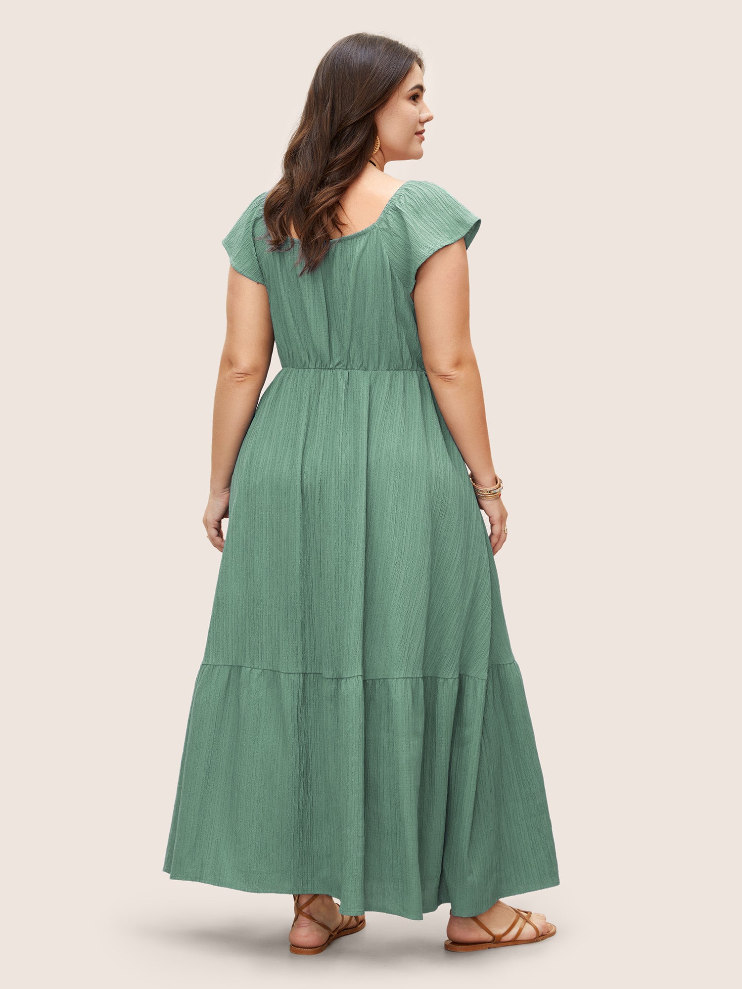 Texture Drawstring Tie Knot Tassels Dress