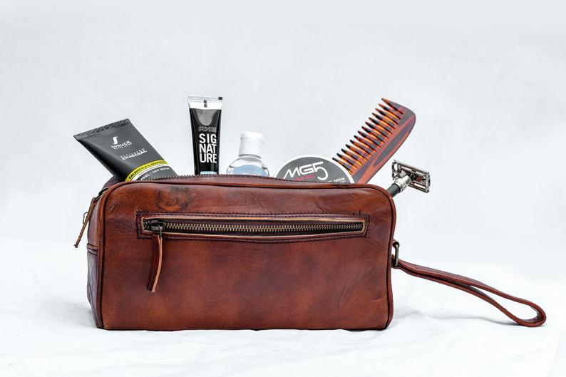 Single Section Toiletry- Brown