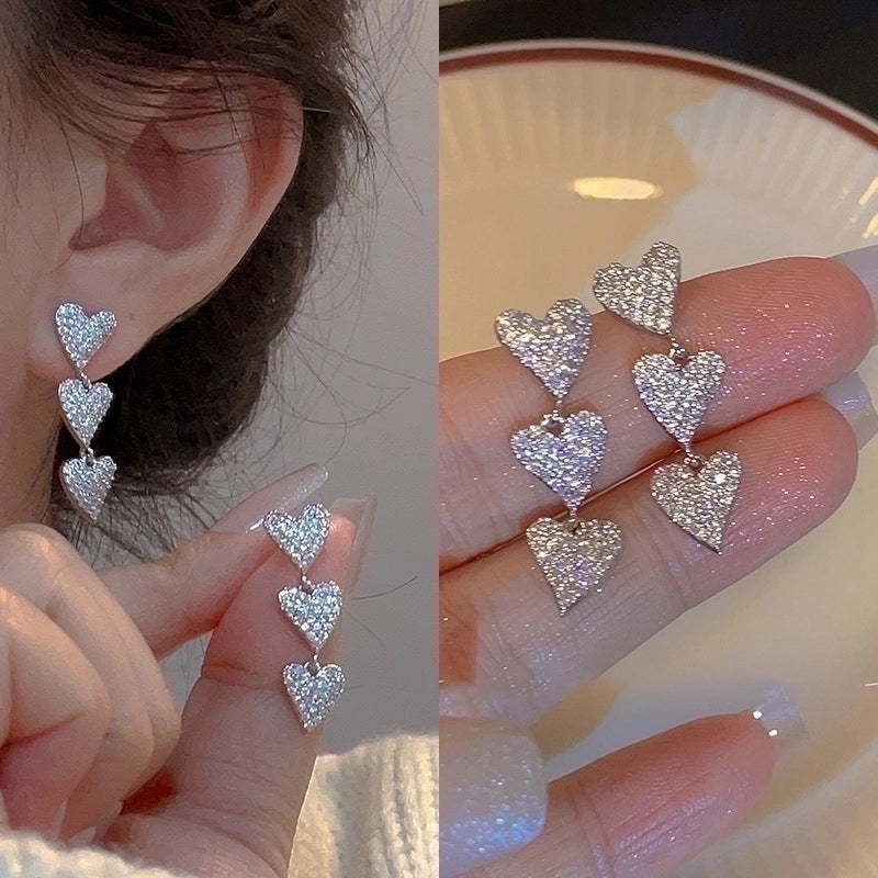 2 Pieces Fashion Heart Shape Flower Copper Beaded Plating Inlay Pearl Zircon Earrings Ear Studs 1 Pair