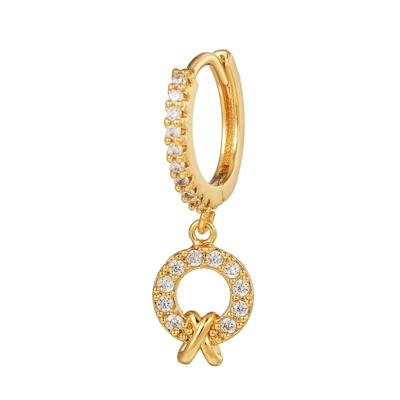 1 Piece Fashion Animal Star Moon Inlaid Zircon Copper Zircon 18K Gold Plated Earrings