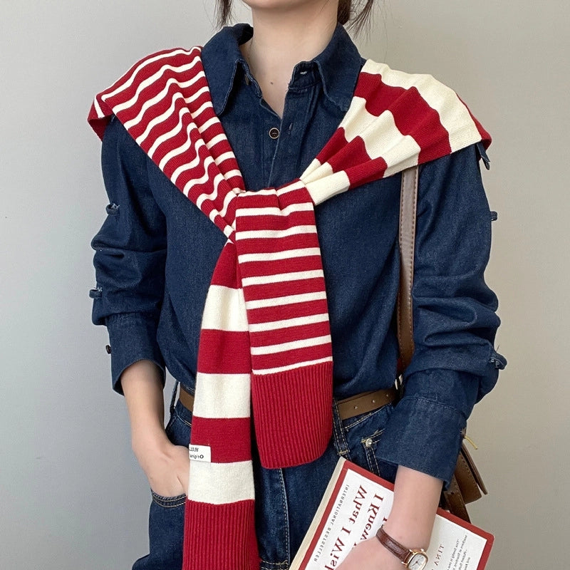Unisex Casual Minimalist Stripe Polyester Shawl