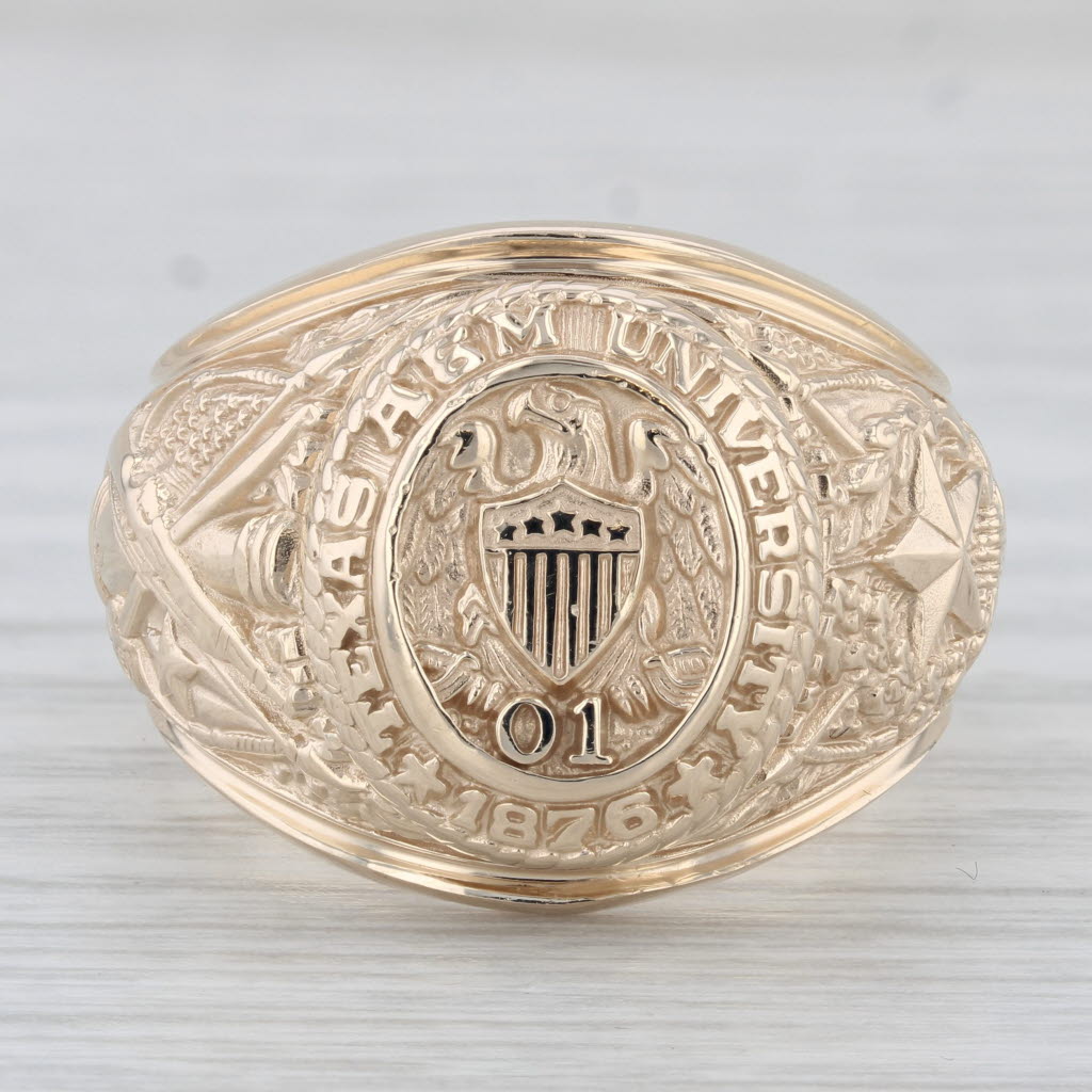 Texas A & M University Class Ring 10k Yellow Gold Size 10.5 Men's Signet