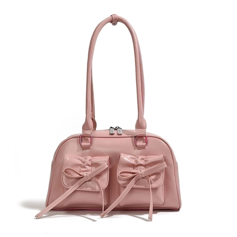 Women's Small Pu Leather Bow Knot Streetwear Zipper Underarm Bag