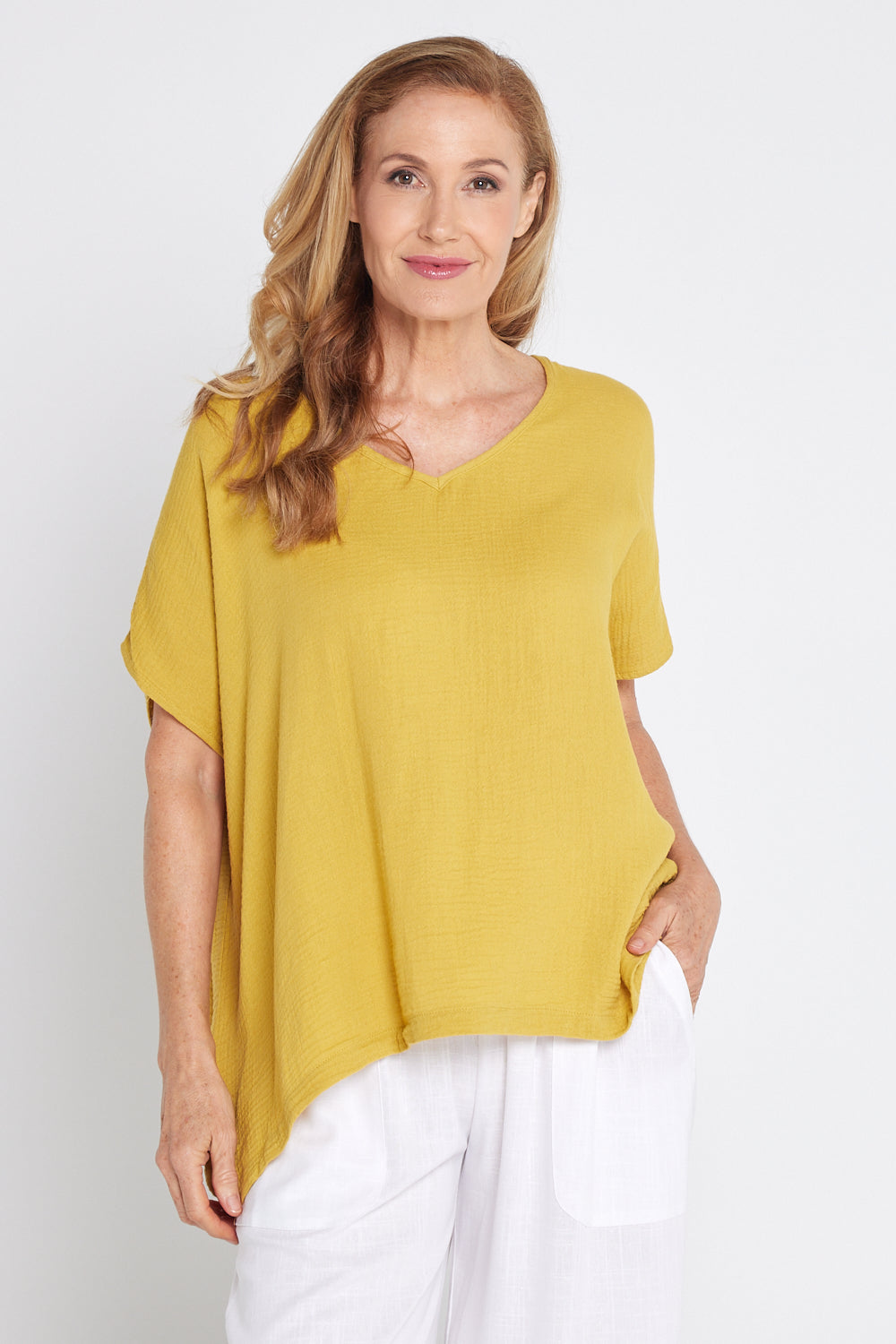 Fiji Cotton Muslin Top - Chartreuse