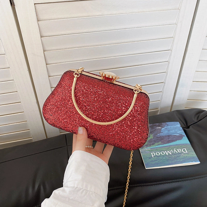 Women's Medium Polyester Solid Color Elegant Vintage Style Square Lock Clasp Evening Bag