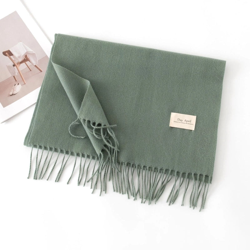 Women's Basic Solid Color Imitation Cashmere Tassel Scarf