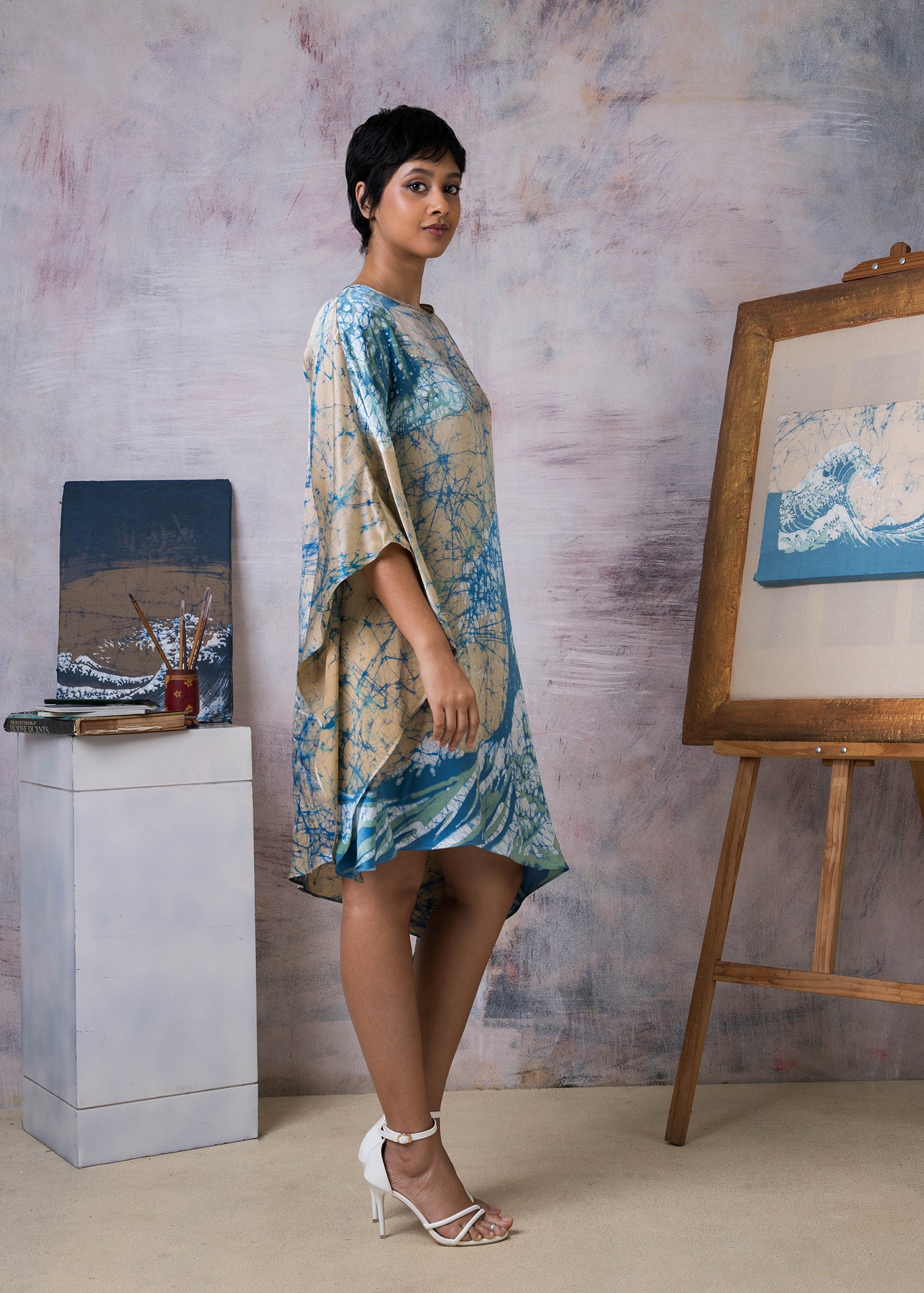 Hokusai The Great Wave Painting inspired kaftan dress